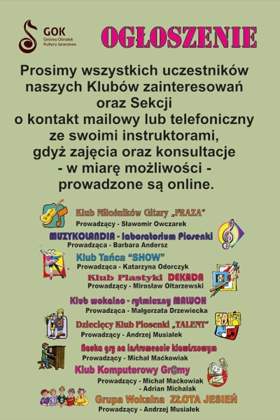 Nasze KLUBY (zobacz – jak pracujemy ONLINE)